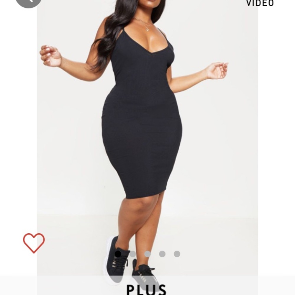 Plus black plugged midi dress